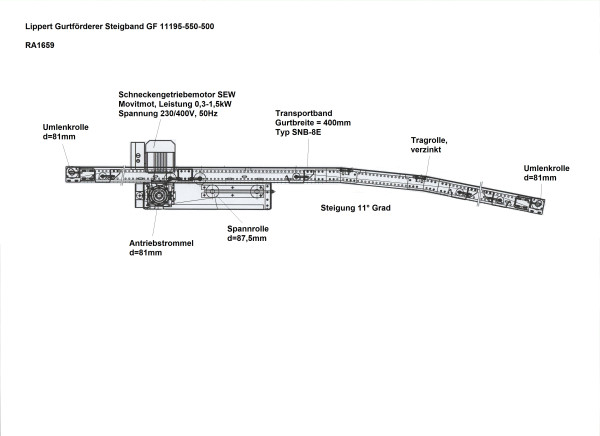 Lippert ascending conveyor belt GF 7285-550-400