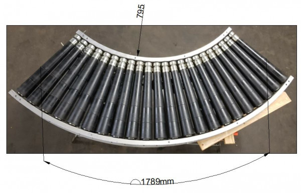 Dematic roller curve right inkluding Brake 90°-600-540 IR795