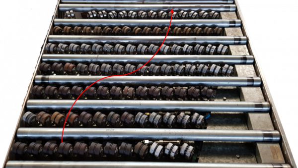 Transnorm roller conveyor TS 2800 sorter switch 1980-1250-1150