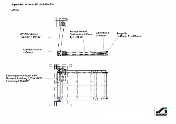 Lippert Gurtförderer Gurtband Förderband GF 1045-650-500