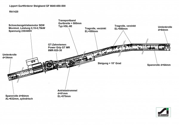 Lippert Gurtförderer Steigband Gurtband Förderband GF 6640-650-500