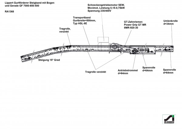 Lippert Steigband Gurtförderer Gurtband Förderband GF 7000-650-500