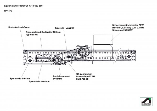 Lippert Gurtförderer Gurtband Förderband GF 1710-650-500