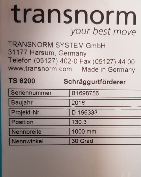 Transnorm infeed diverter diverter inclined infeed inclined outfeed 30°-2005-1930-1000