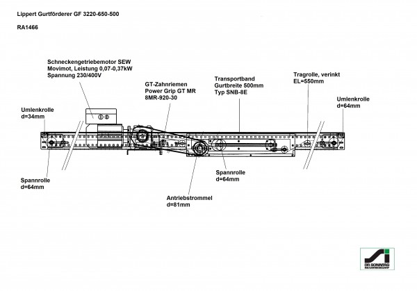 Lippert belt conveyor belt conveyor GF 3220-650-500